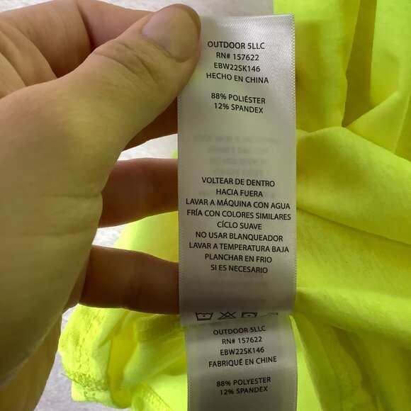 Eddie Bauer V-Neck Back Athletic Active Top Shirt Neon Yellow Women Size Small - Picture 7 of 11